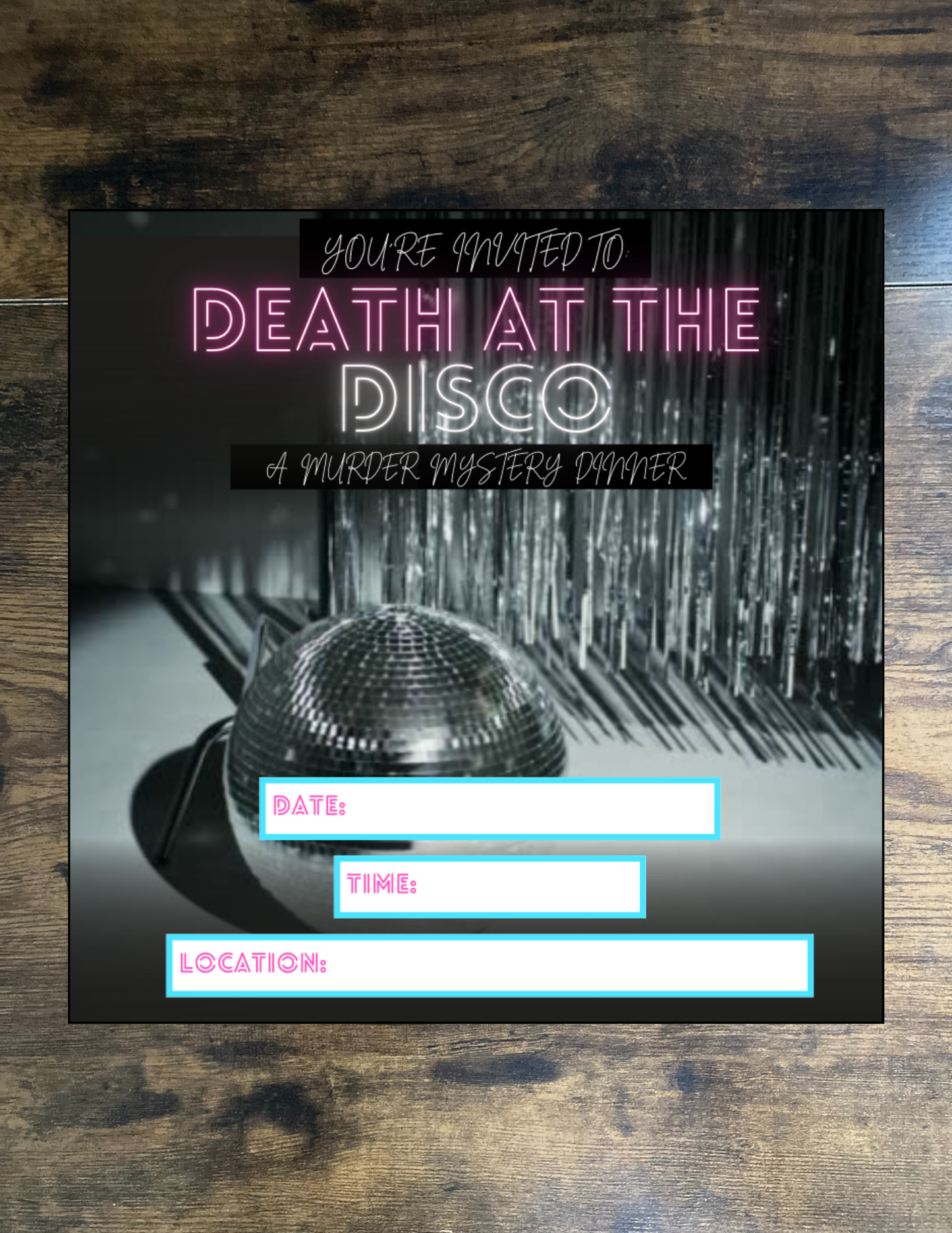 Death at the Disco:  Murder Mystery Game.