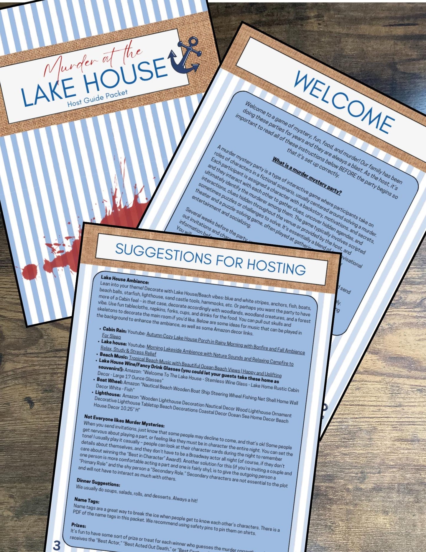 Murder at the Lake House: Murder Mystery Dinner or Party Game |  Instant Download, 10-20 Characters, CLEAN, 2-3 hours of play.